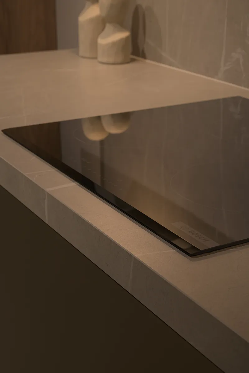X-Steel front met notenhoutlook van dichtbij